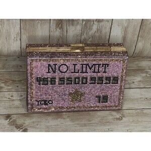 Pink Caleesa No Limit YOLO Rhinestone Purse Handbag Clutch